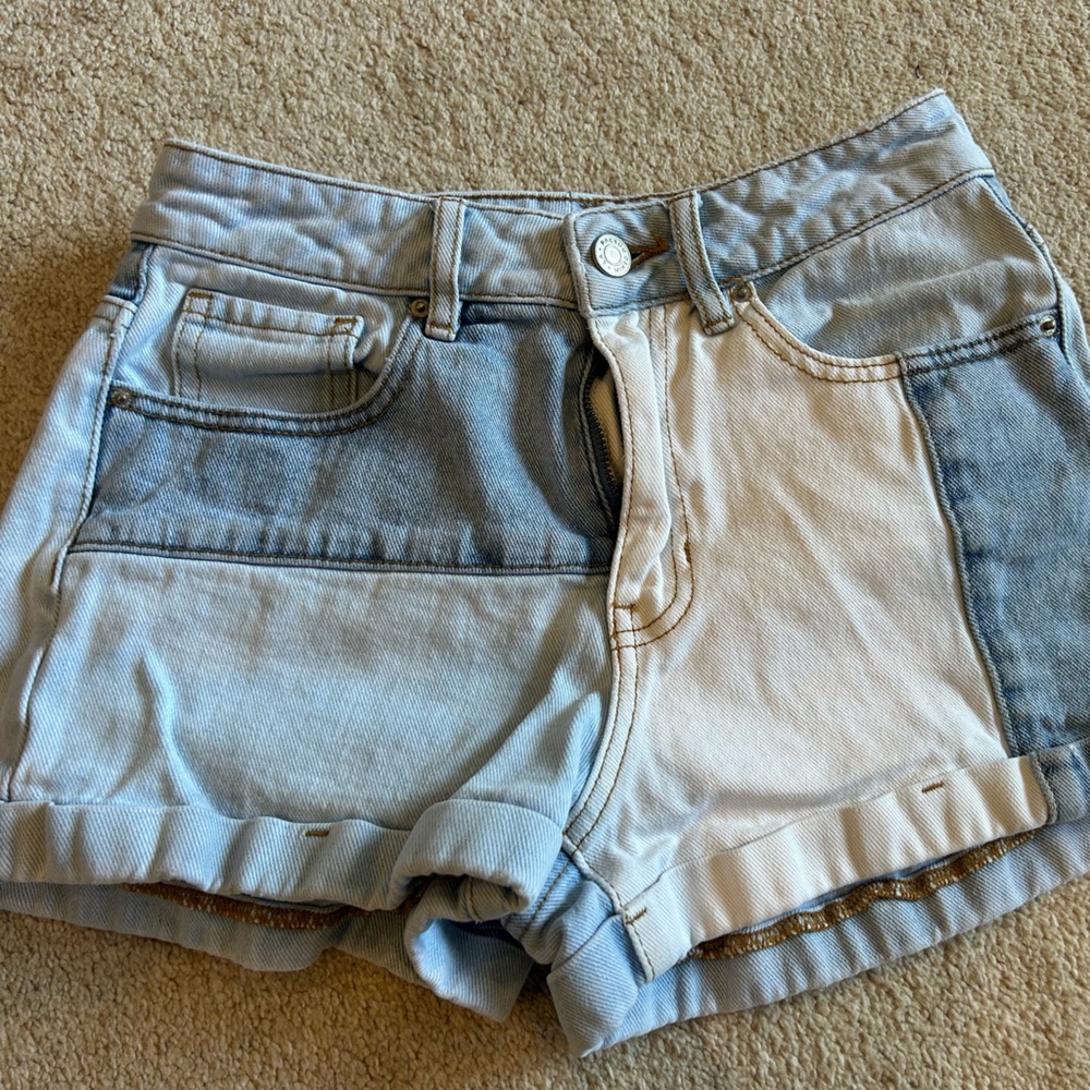 Pac Sun Patchwork Denim Mom Shorts size 24